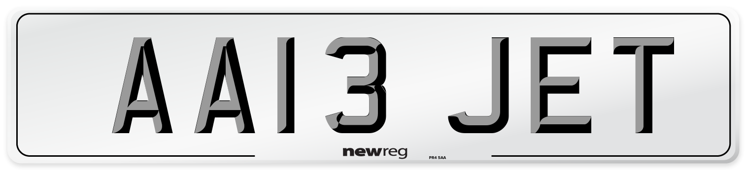AA13 JET Number Plate from New Reg